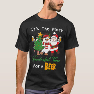 Funny Santa Beer Christmas Drinking Most Wonderful T-Shirt