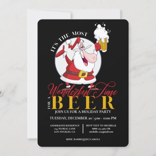 Funny Santa Beer Christmas Holiday Party Invitatio Invitation