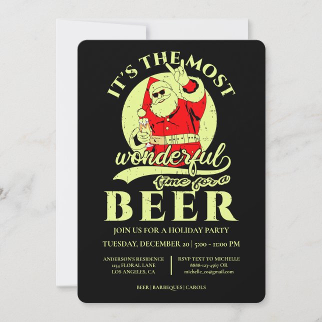 Funny Santa Beer Christmas Holiday Party Invitation (Front)