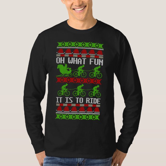 Funny Santa Bicycle Cyclist Ugly Christmas Sweater (Front)