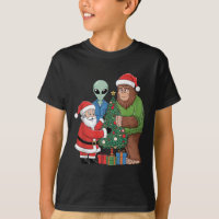 Funny Santa Bigfoot Alien Decorating Christmas Tre