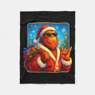 Funny Santa Bigfoot Christmas Sasquatch Xmas Boys Fleece Blanket