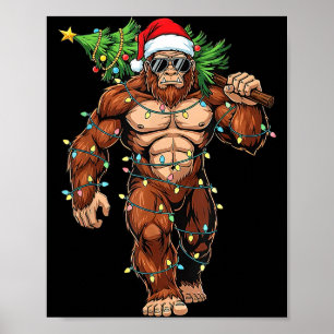 Funny Santa Bigfoot Christmas Tree Christmas Crypt Poster