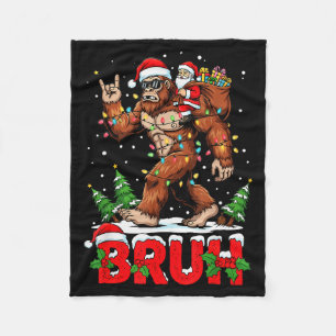 Funny Santa Bigfoot Sasquatch Rock Christmas Xmas Fleece Blanket