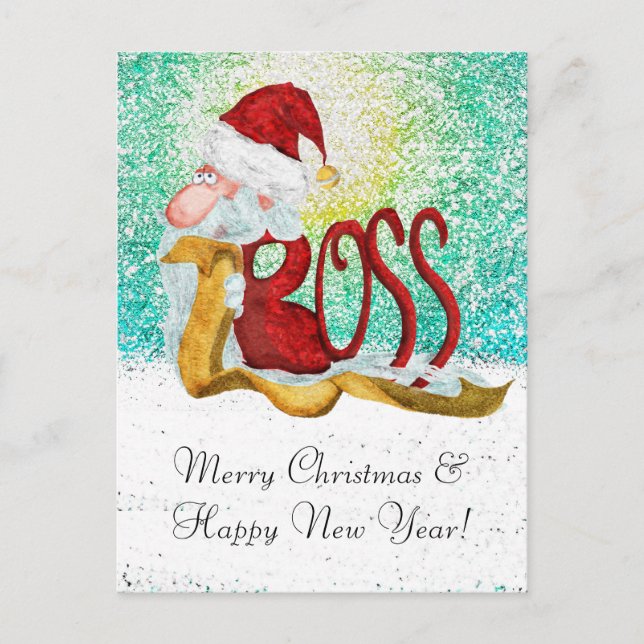 Funny Santa boss Christmas Holiday Postcard (Front)