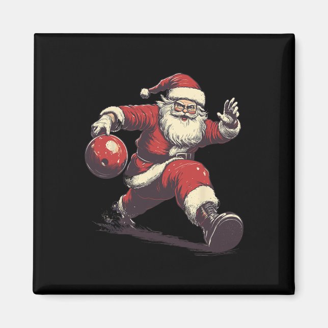 Funny Santa Bowler Bowling Player Christmas Xmas P Magnet (Front)