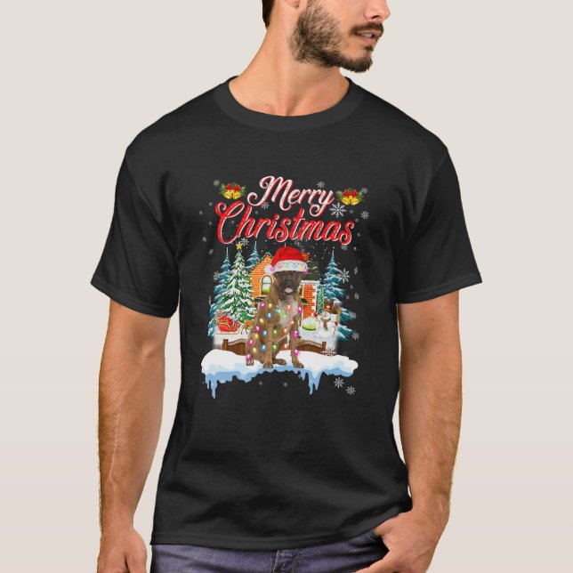 Funny Santa Boxer Dog Merry Christmas Men Women Ki T-Shirt (Front)