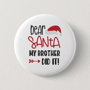 Funny Santa Boys Christmas Button