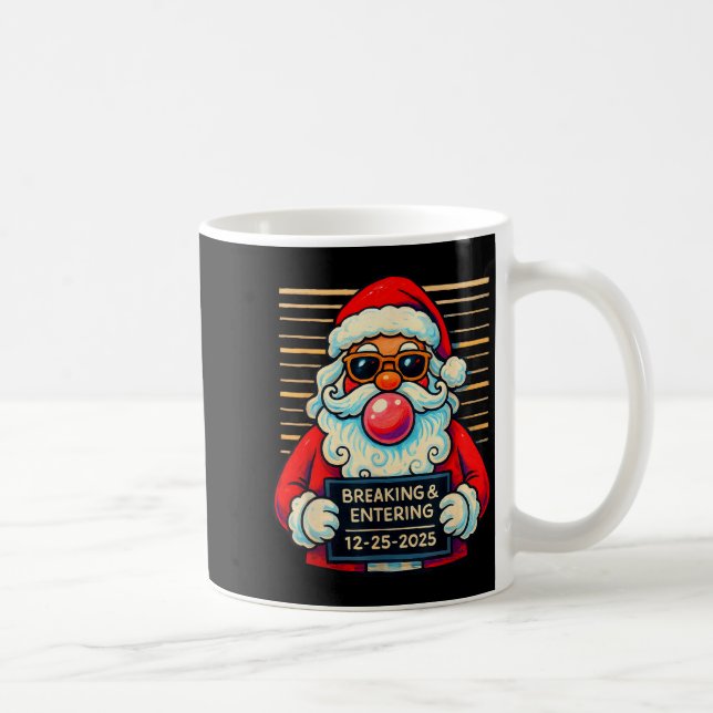 Funny Santa Breaking And Entering Christmas  Coffee Mug (Right)