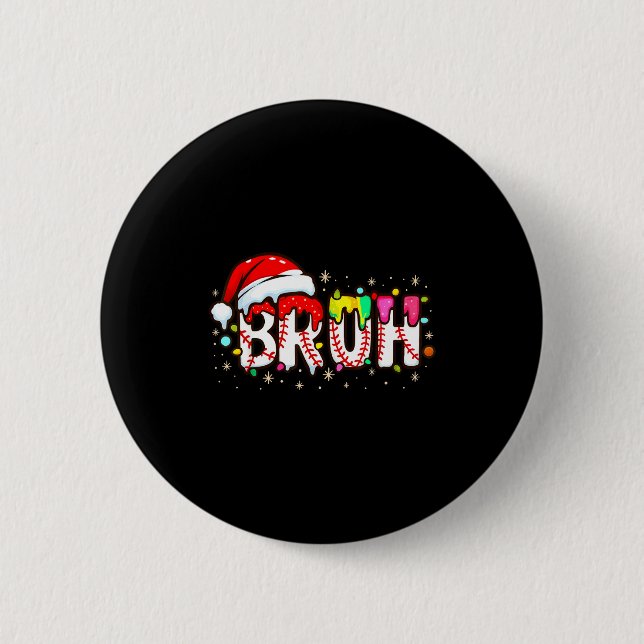 Funny Santa Bruh Baseball Christmas Xmas Meme Paja Button (Front)