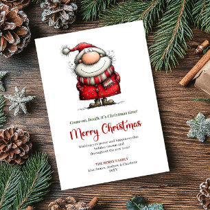 Funny Santa Cartoon Whimsical Holiday Greeting Card