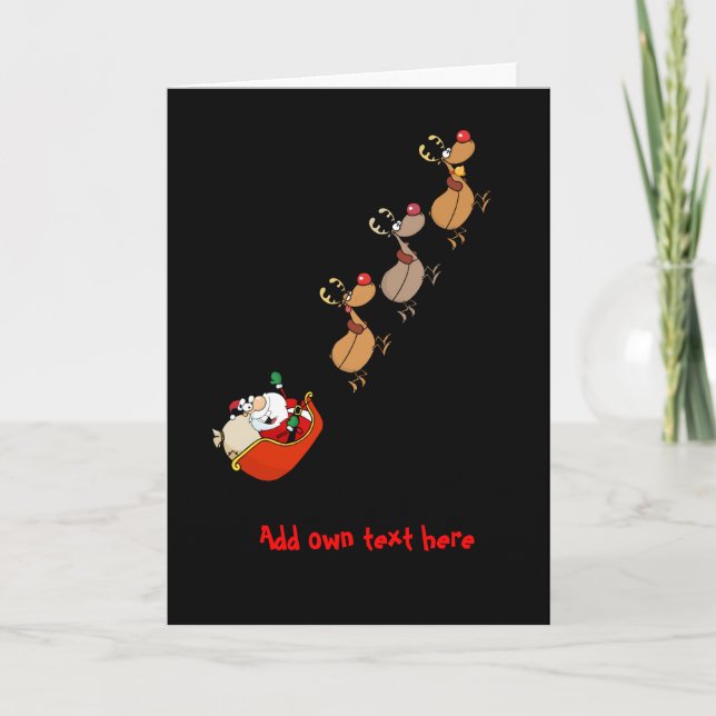 Funny Santa Cartoon Xmas Personalized Holiday Card (Front)