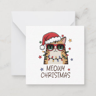Funny Santa Cat “Meowy Christmas” Note Card