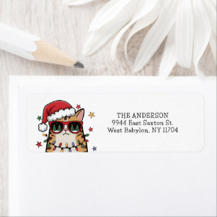 Funny Santa Cat  Return Address Label