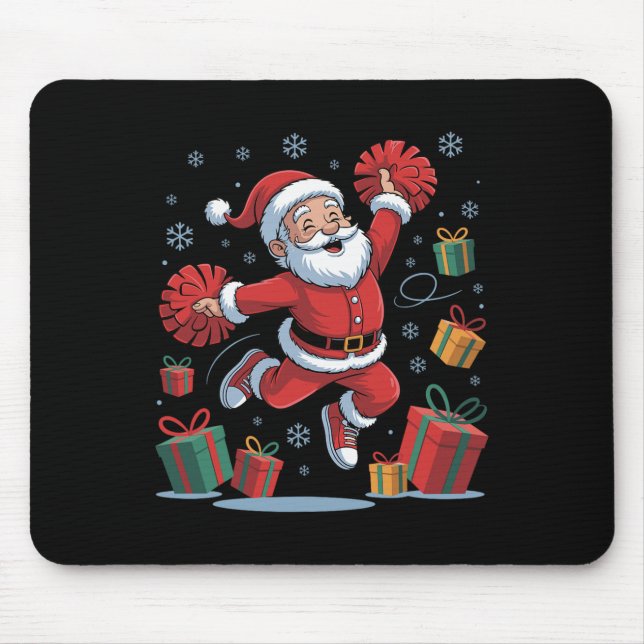 Funny Santa Cheering Cheerleading Christmas Xmas P Mouse Pad (Front)