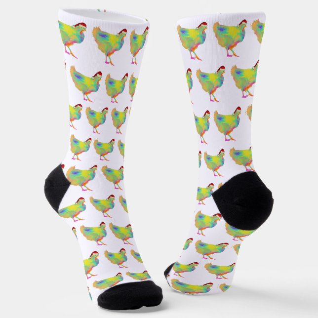 Funny Santa Chicken Christmas Socks (Angled)