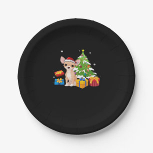 Funny Santa Chihuahua Dog Christmas Tree Gifts Xma Paper Plates