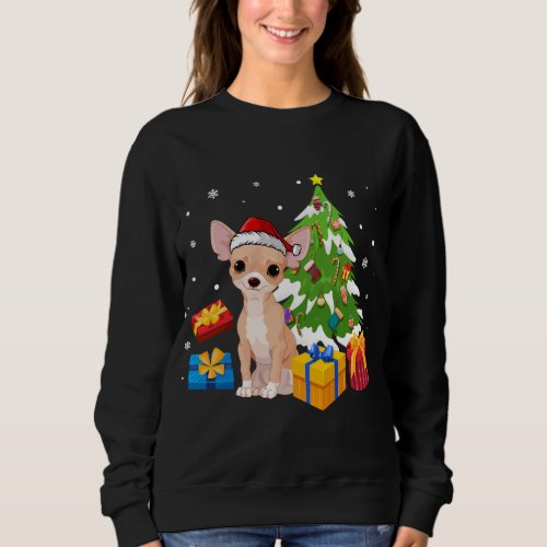 Funny Santa Chihuahua Dog Christmas Tree Gifts Xma Sweatshirt