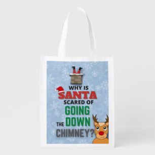Funny Santa Chimney Joke Christmas Humor  Grocery Bag