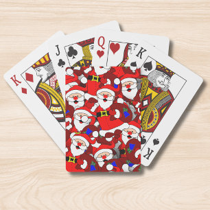 Funny Santa Christmas Collage Poker Cards