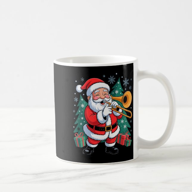 Funny Santa Christmas Design Trombone Holiday Xmas Coffee Mug (Right)