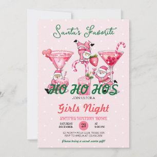 Funny Santa Christmas Girls Night Party Invitation