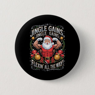 Funny Santa Christmas Gym Workout Motivational Fle Button