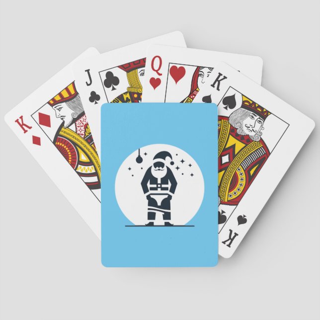 Funny Santa Christmas - Hilarious Festive Holiday  Poker Cards (Back)