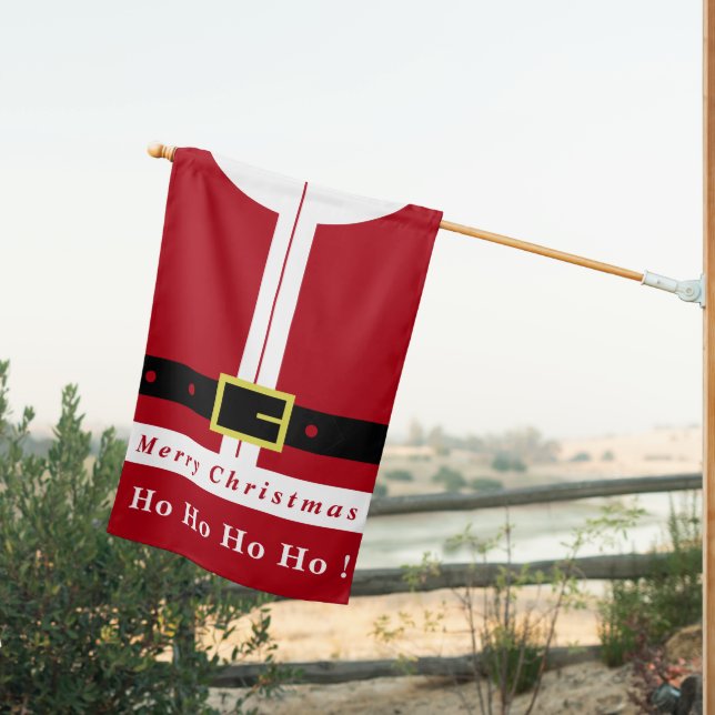 Funny Santa Christmas House Flag (Insitu (Back))