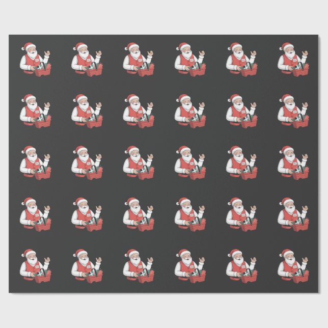 Funny Santa Christmas Store Cashier Worker   Wrapping Paper (Flat)