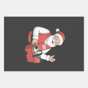 Funny Santa Christmas Store Cashier Worker Wrapping Paper Sheets