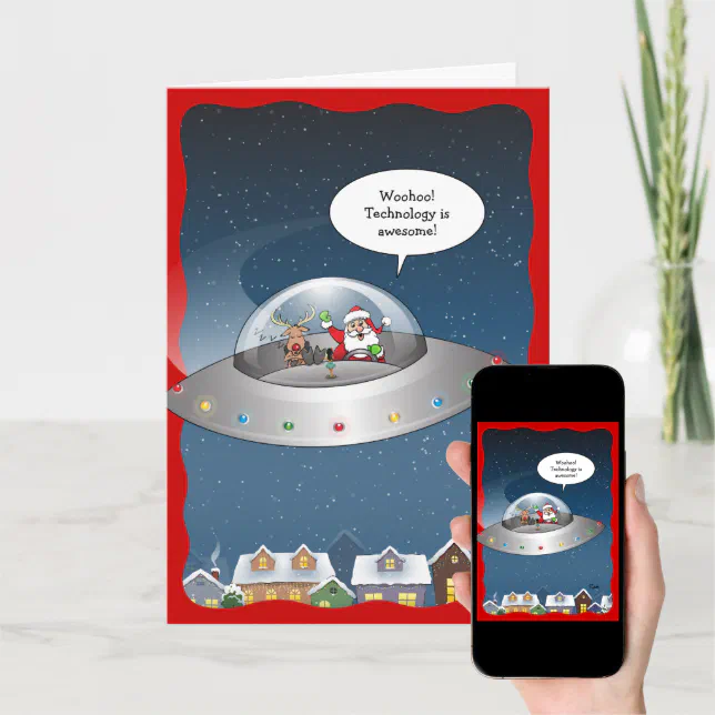 Funny Santa Claus Alien Christmas Holiday Card | Zazzle