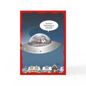 Funny Santa Claus Alien Christmas Holiday Card