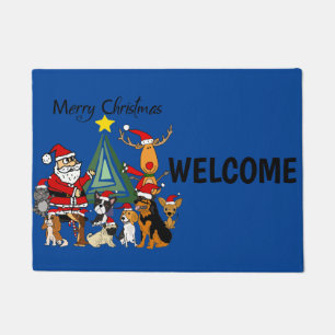 Funny Santa Claus and Friends Christmas Cartoon Doormat