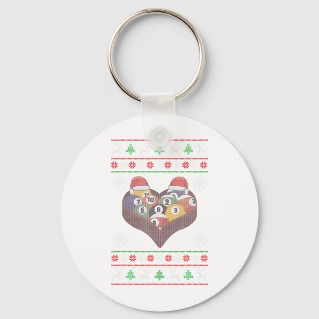 Funny Santa Claus Ball Pool Player Ugly Christmas  Keychain (Front)