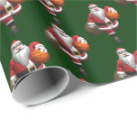 Funny Santa Claus Basketball Player Wrapping Paper<br><div class="desc">background color can be changed: CUSTOMIZE IT
 what a fabulous sports man father christmas is - running with a big fat sack full of presents and a basketball textured with season's greetings</div>