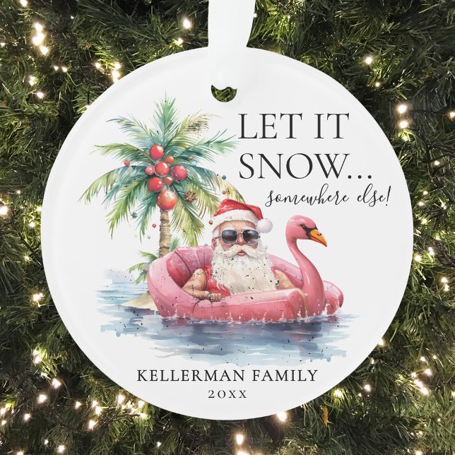 Funny Santa Claus Beach Christmas Ornament (Funny Santa Claus Tropical Beach Christmas Ornament )