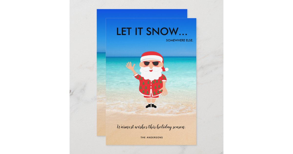 Funny Santa Claus Beach Tropical Florida Christmas Holiday Card