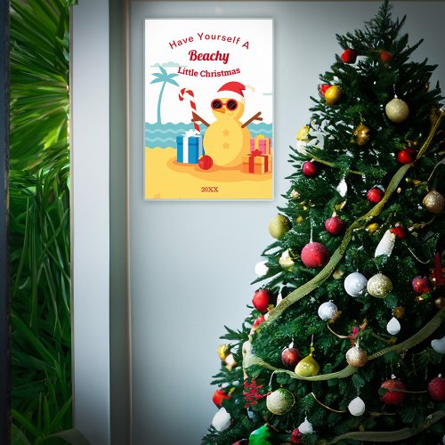 Funny Santa Claus Beachy Christmas Personalize Poster