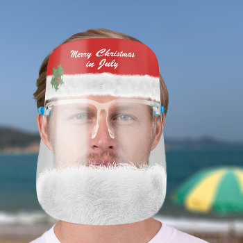 Funny Santa Claus Beard Festive Christmas In July Face Shield by mothersdaisy at Zazzle