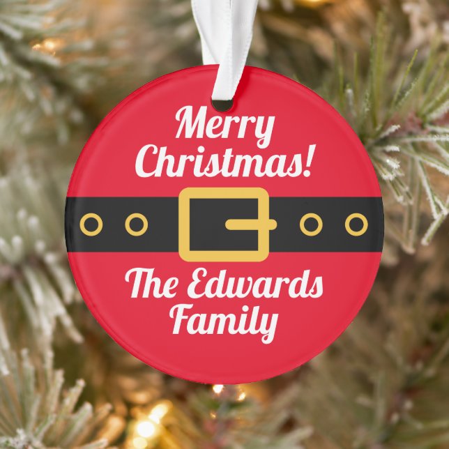 Funny Santa Claus belly cartoon Christmas photo Ornament (Tree)