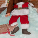 Funny Santa Claus body cute deer illustration Fleece Blanket<br><div class="desc">Funny winter Christmas Santa Claus body cute deer illustration with the red suit of Santa,  his beard and a cute little baby reindeer wearing a scarf on a blue ice snowy and stars background.</div>