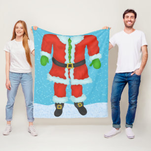 Funny Santa Claus Body Novelty Christmas Holiday Fleece Blanket