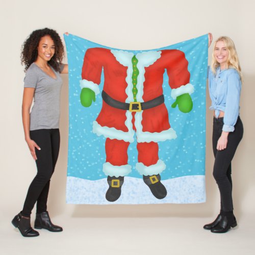 Funny Santa Claus Body Novelty Christmas Holiday Fleece Blanket