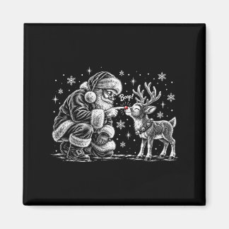 Funny Santa Claus Boop Retro Christmas Reindeer Magnet