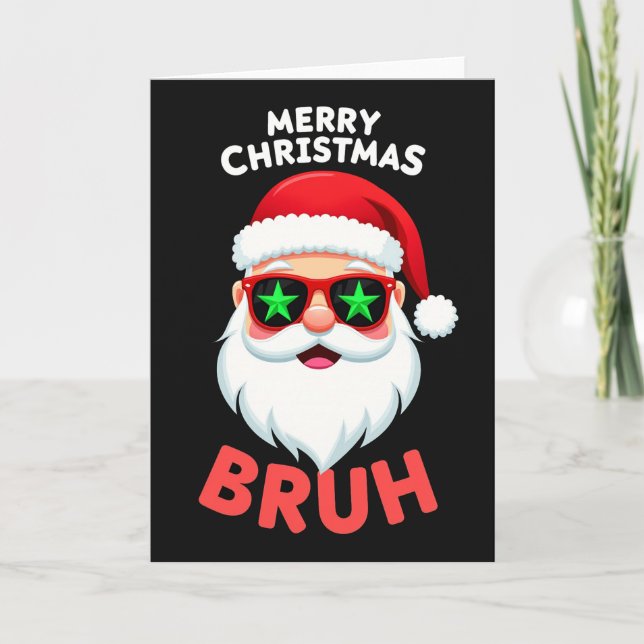 Funny Santa Claus Bruh Christmas Card Meme (Front)
