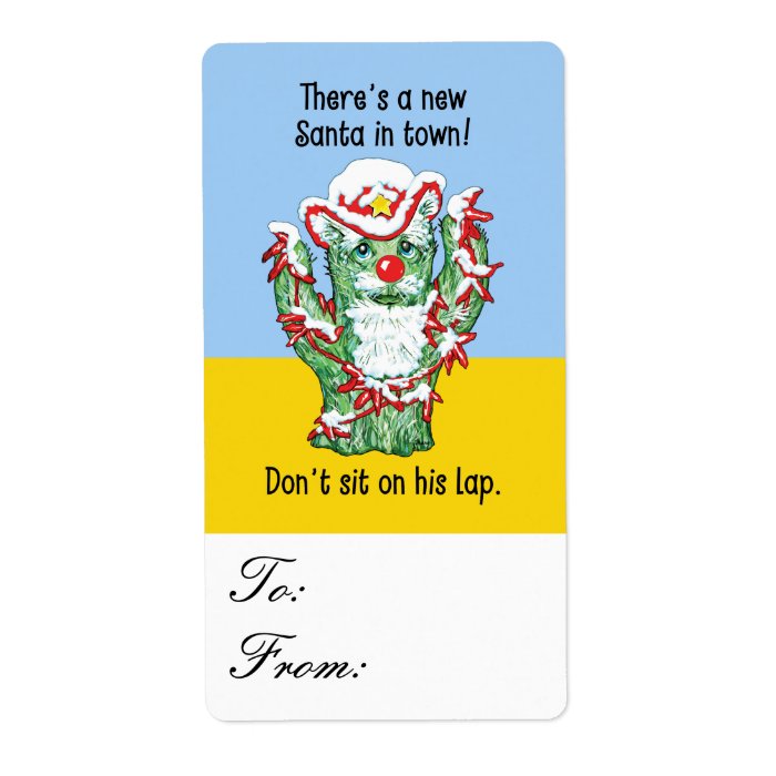 Funny Santa Claus Cactus Christmas Humor Gift Tags Personalized Shipping Labels