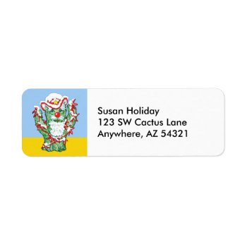 Funny Santa Claus Cactus Christmas Humor Label by gingerbreadwishes at Zazzle