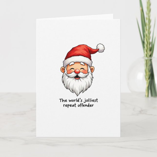 Funny Santa Claus Card Worlds Jolliest Offender (Front)