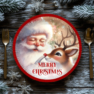 Funny Santa Claus Cartoon Holiday Party Paper Paper Plates